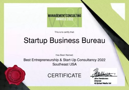2022 Management Consulting Awards Certificate