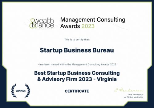 2023 W&F Management Consulting Awards- Certificate Best Start-up