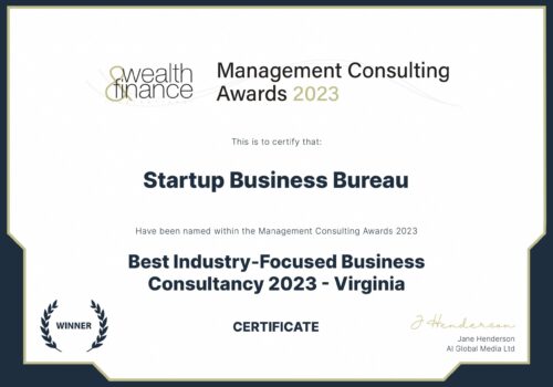 W&F Management Consulting Awards- Certificate Best Industry